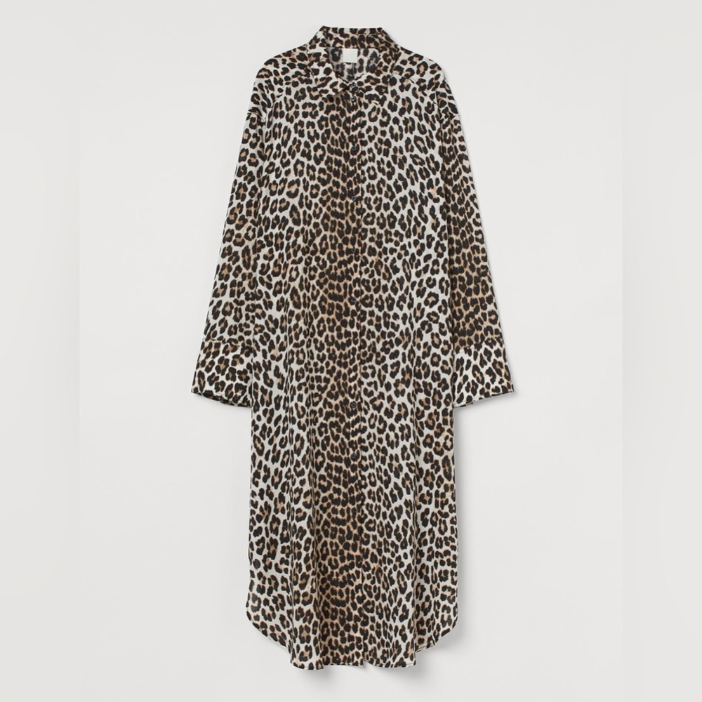 H&M size large animal print maxi shirt dress